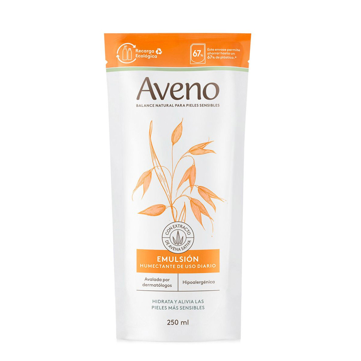 AVENO EMULSION HIDRATANTE REFILL X 250 ML.